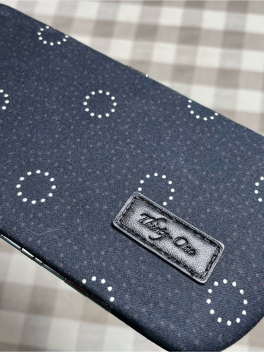 Thirty-One Black & White/Brown Dot Pattern Hard Case Wallet